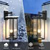1-Pack 22.0" Outdoor Wall Lantern with Dusk to Dawn Sensor, Matte Black Finish, Clear Glass Panels, Weatherproof Exterior Light for Porch, Patio
