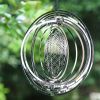 1pc Stainless Steel Flower Of Life Wind Spinner Laser Hollow 3D Rotating Wind Chimes Garden Hanging Reflective Bird Repeller Pendant