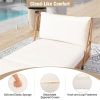 2-Seat Outdoor PE Wicker Daybed, Dual-Function Backrest Armrest Patio Loveseat