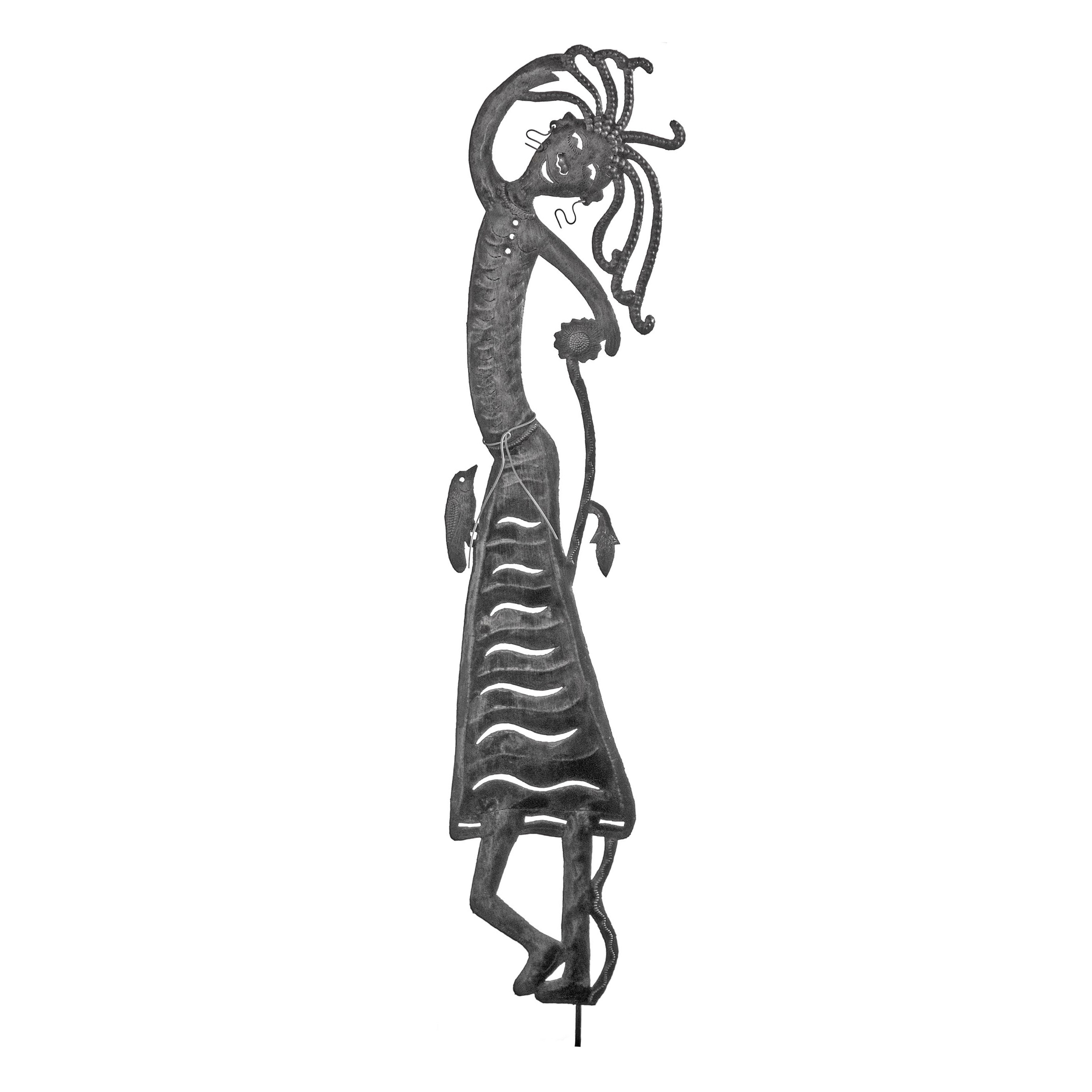 Garden Girl with Bird Stake