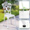 3 Piece All Weather Cast Aluminum Bistro Chairs and Table with Umbrella Holes