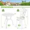3 Piece All Weather Cast Aluminum Bistro Chairs and Table with Umbrella Holes