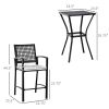 3pcs Rattan Wicker Patio Bar Set chair  with Soft Cushion Outdoor Furniture for Backyard Lawn Deck Poolside Comfortable Seating Area