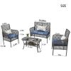 4 Pieces Outdoor Patio Furniture Set,PE Rattan Wicker Garden Conversation Chairs with Tempered Glass Table and Soft Cushions for Backyard Pool or Lawn