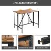 5-Piece Outdoor Acacia Wood Bar Height Table And Four Stools With Cushions, Garden PE Rattan Wicker Dining Table, Foldable Tabletop