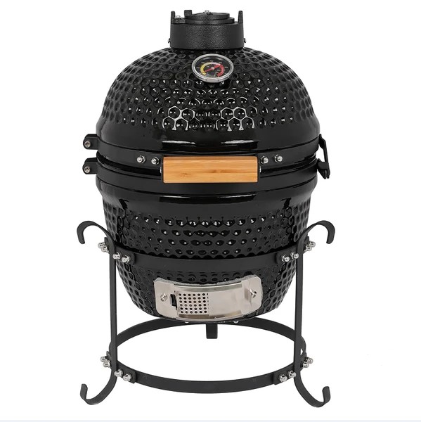 53747749  13in round ceramic charcoal grill, ceramic carbon oven, 2 in 1 iron carbon oven, three layers of elliptical cylinder oven, temperature contr