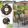 59 Inch Aluminum Patio Dining Table with Umbrella Hole fot 6 Persons