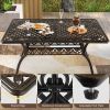 59 Inch Aluminum Patio Dining Table with Umbrella Hole fot 6 Persons