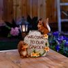 Solar-Powered Garden Squirrel Welcome Sign for Outdoor Decor