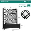 Outdoor Raised Garden Bed Planter Box with Trellis and Wheels in Black
