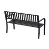 Outdoor Black Metal Garden Bench with 484lb Max Weight Capacity