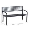 Outdoor Black Metal Garden Bench with 484lb Max Weight Capacity