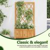 Solid Wood Outdoor Raised Garden Bed Planter with Lattice Trellis