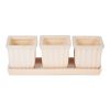 WHITE SQUARE CERAMIC SMALL PLANTER SET OF 3