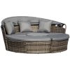 Woven Rattan 4-Piece Canopied Daybed Sun Lounger Sofa Setting Plush Pillows Mocha Brown