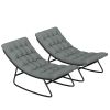 2 Pieces Outdoor Patio Rocking Chairs, Rocking Porch Chairs with Mesh Deep Seats for Indoor, Porch, Balcony, Dark Gray