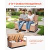 Outdoor Storage Bench, 2-Person PE Rattan Storage Bench, 70 Gal Deck Box with Cushion, Supports up to 265 lbs, Weatherproof Outdoor Seating & Porch De