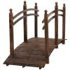 Fir Wood Walkway: 7.5ft Arched Garden Bridge with Side Railings for Streams