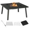 34" Wood Burning Fire Table Grill with Spark Guard and Rain Cover for Outdoor Dining