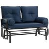 2-Person Glider Bench Blue with Removable Cushions Smooth Motion Sturdy Frame for Patio