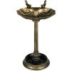 Antique Bronze Birdbath 32" with Planter Pedestal & Bird Statues Garden Décor