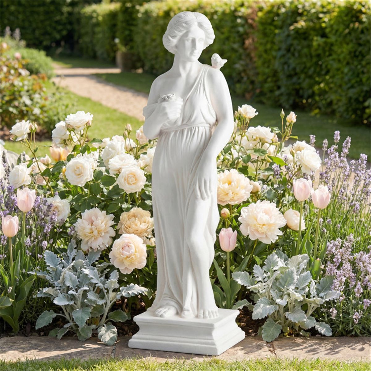 31.5" Greek Goddess Garden Statue, All-Weather MgO Outdoor Sculpture for Patio Lawn Yard Decor