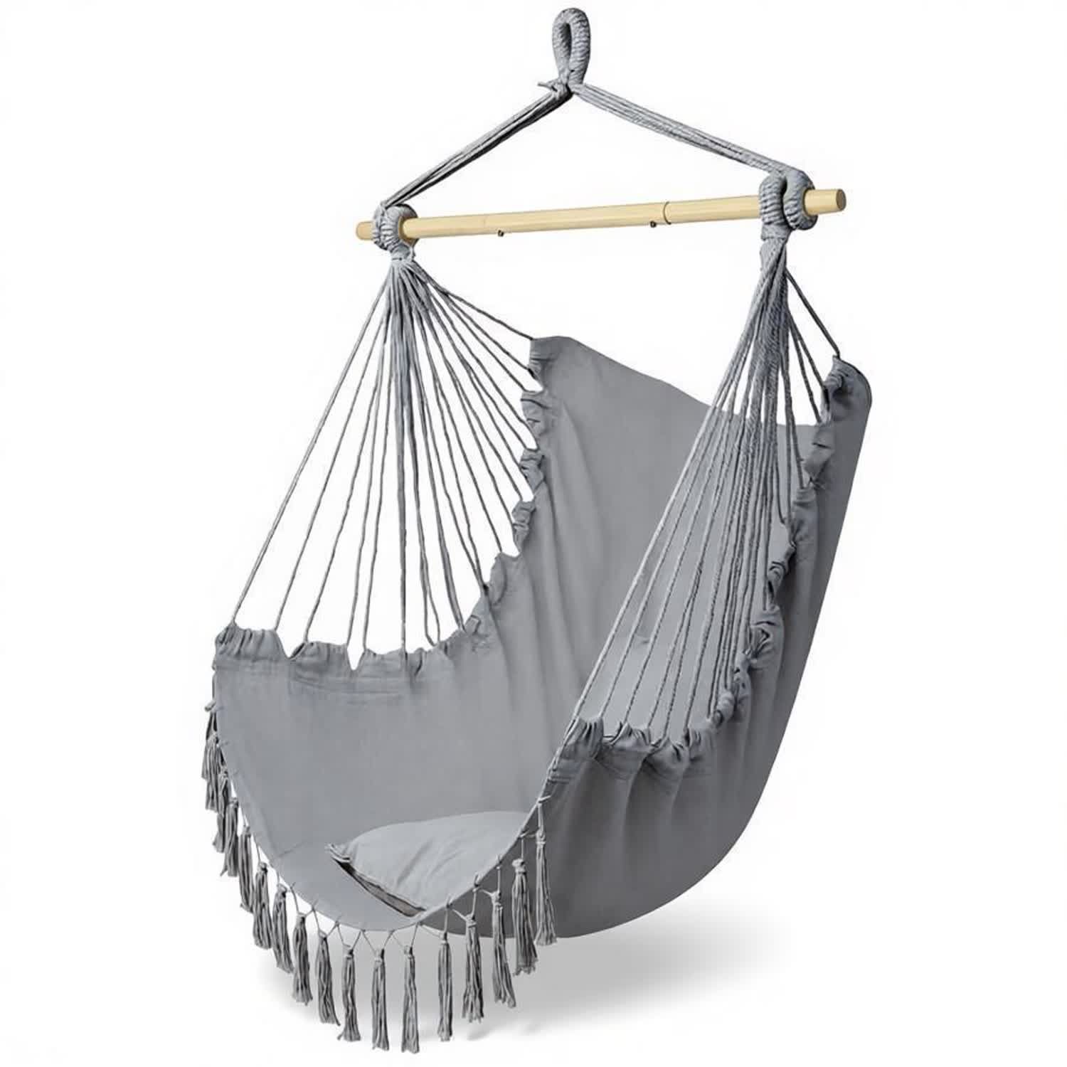 Pillow Tassel Hanging Chair Light Gray