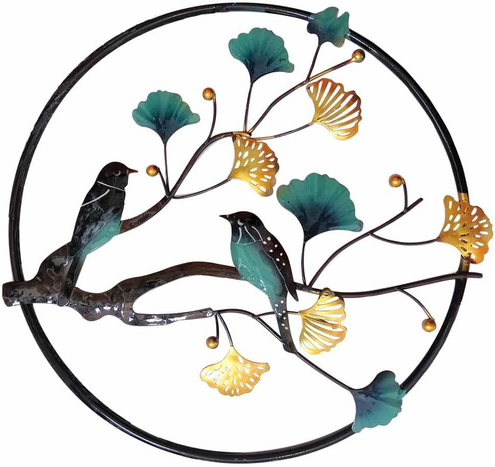 Metal Wall Art Bird on Tree Branch, Handcraft Decorative Bird Wall Decor for Living Room Bedroom Dining Room Office, Small Wall Art Hanging Decoration