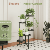 5 Tier Metal Plant Stand for Indoor Outdoor, Foldable Corner Tall Plant Shelf for Multiple Plants, Flower Pot Holder Display Stand for Living Room Bal