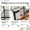 Plant Stand Metal Outdoor Indoor Tall Large Plant Shelf Hanging Plant Stand Waterproof Black Plant Rack Flower Holder for Living Room Patio Balcony Ga