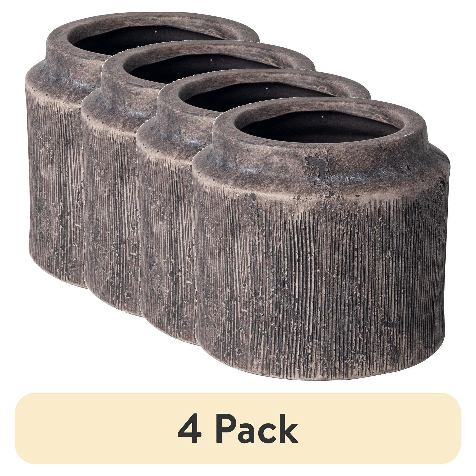 (4 pack)6" x 6" x 5.4" Round Black Ceramic Alexander Plant Planter