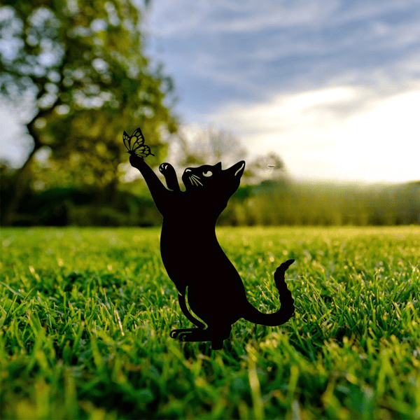 CIFbuy Minimalist Black iron Cat Sculpture Outdoor Garden Patio Lawn Decor (TikTok, temu pick-up service)