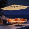 10ft Offset Hanging Patio Umbrella with 32 LED Lights and Easy Tilt Adjustment, Market Outdoor Umbrella Shade for Backyard, Poolside, Beach and Garden