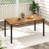 63" Outdoor Dining Table with Acacia Wood Slatted Tabletop