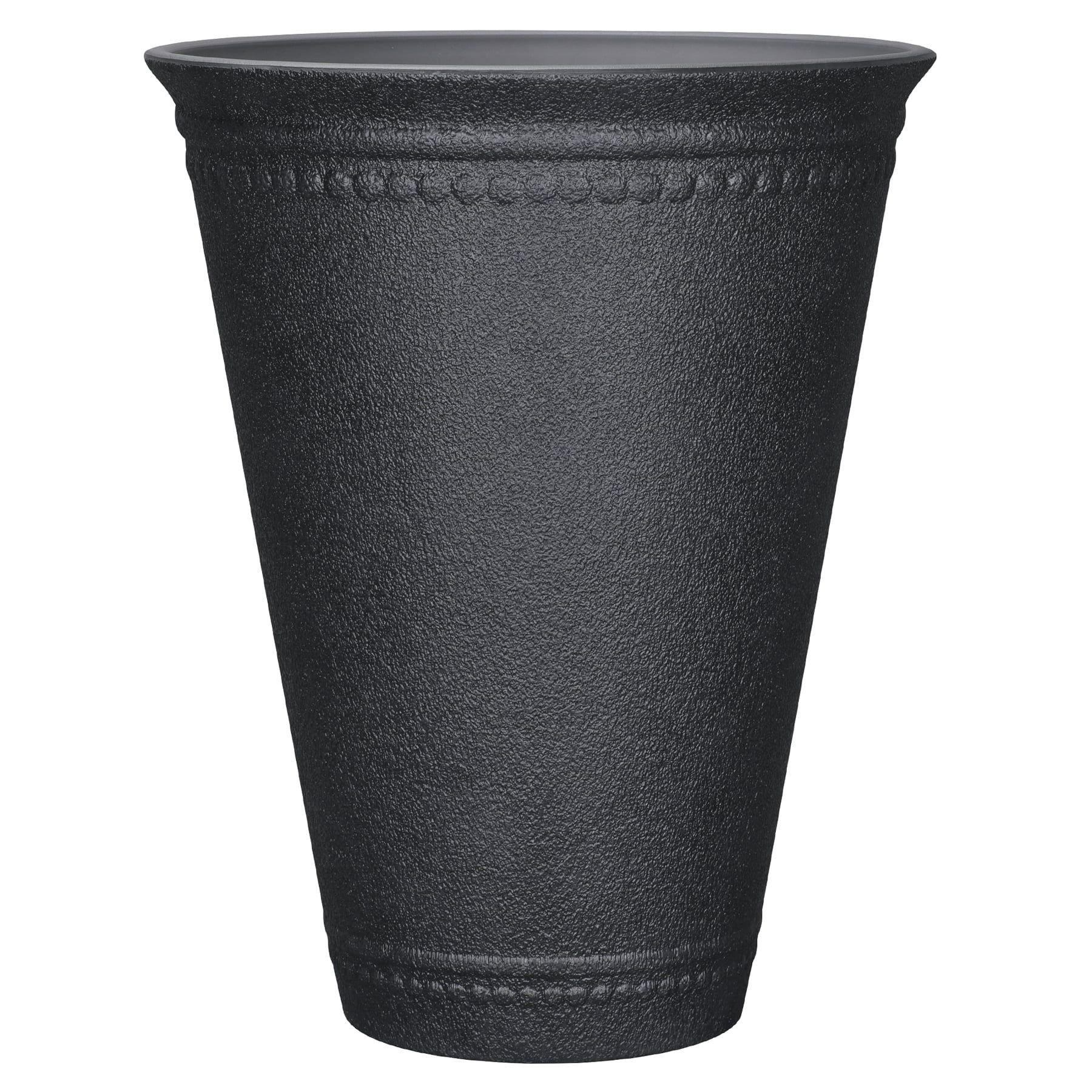 16.1" D × 20.1" H Asti Tall Black 100% Recycled Resin Tall Planter