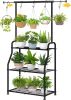 Plant Stand Indoor Outdoor, Heavy Duty Metal 3 Tiered Hanging Plant Shelf for Multiple Flower Planter Holder Tall Large Rack for Living Room Garden Ba