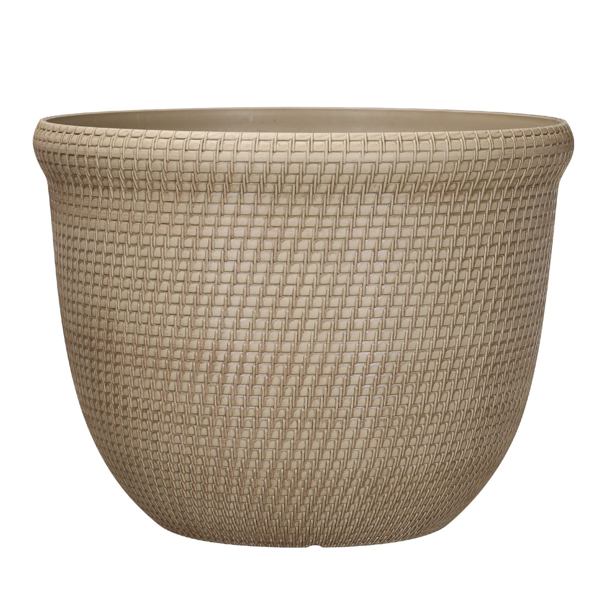 Tatum 100% Recycled Resin Planter, Khaki Chino, 15.8in x 15.8in x 12in