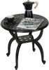 Cast Aluminum Side/End Table, Anti-Rust Coffee Bistro Table for Outdoor, Patio, Indoor, Garden, Porch, Balcony (Round Black)