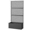 Metal Planter Box with Trellis, Raised Garden Bed with Trellis, Diamond Lattice Privacy Planter for Climbing Plants