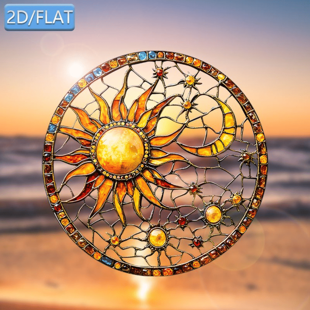 CIFbuy Acrylic Sun Moon Window Clings Hanging Ornament Colorful Light Catcher for Home Garden Decor (TikTok, temu pick-up service)