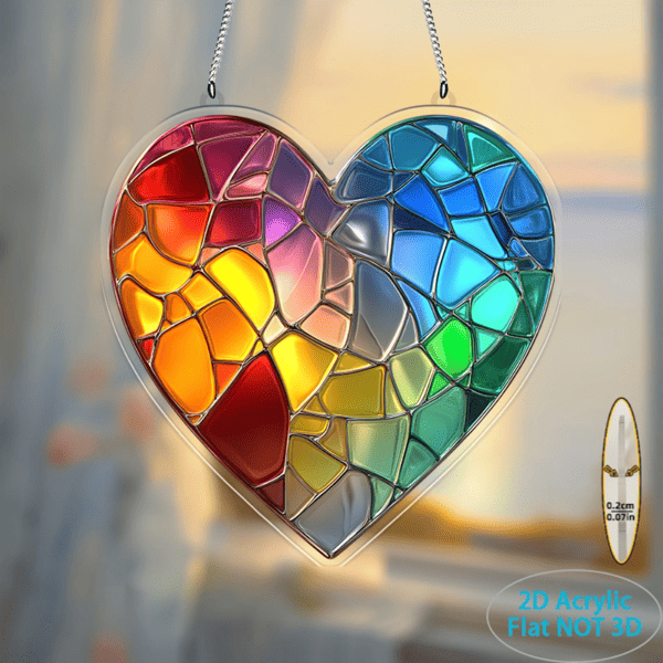 CIFbuy Rainbow Heart Acrylic Sun Catcher Colorful Reflective Window Decoration for Indoor Outdoor Wall Art (TikTok, temu pick-up service)