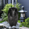 Backyard Water Fountain – 21.5' Tall Floor Standing Fountain, Indoor/Outdoor Modern Two-Tier Waterfall for Garden, Patio, or Yard Décor