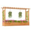Wooden Raised Garden Bed with Trellis & Flat Roof, Open-Ended Base Planter Box for Climbing Plants/Vegetables/Flowers