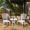Bistro Set 3 Piece Rustproof Cast Aluminum Patio Furniture Sets 2 Chairs and 1 Round Table Outdoor, Garden, Patio, Balcony, white