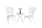 Bistro Set 3 Piece Rustproof Cast Aluminum Patio Furniture Sets 2 Chairs and 1 Round Table Outdoor, Garden, Patio, Balcony, white