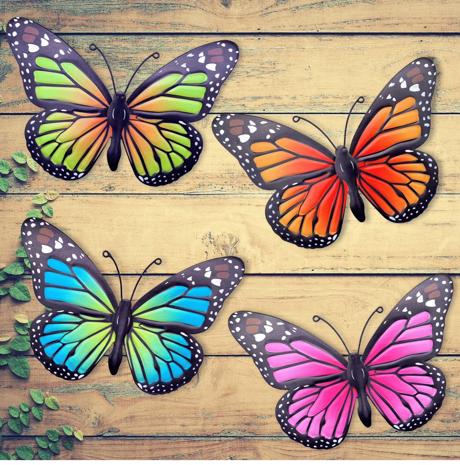 Metal Butterfly Wall Art Outdoor Decor - 4 Pack 9.8in Butterflies Wall Sculpture Hanging Decor for Outdoor and Indoor, Balcony Yard Patio Fence Garden