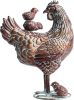 Metal Mother Hen and Chicks Statue for Yard and Garden,13.5" Lx18 H Outdoor Sculptures & Statues, Antique Metal Chicken Yard Art for Home Backyard Pat