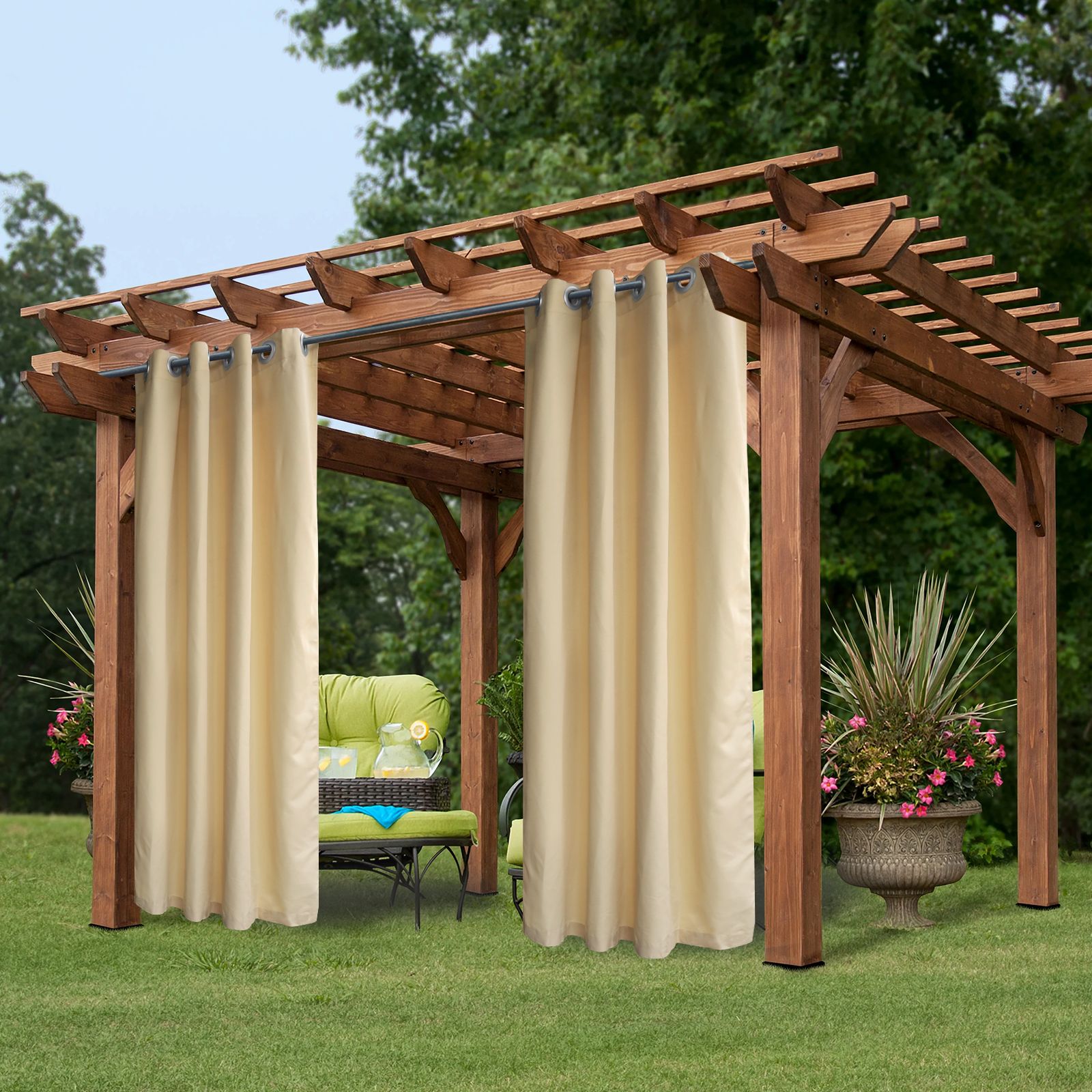 50 in. x 84 in. Indoor Outdoor Curtains Grommet Curtain (1 Panel)
