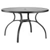 VEVOR Outdoor Patio Dining Table, 47 inch Round Metal Steel Slat Backyard Bistro Tables, with 1.5 in Umbrella Hole