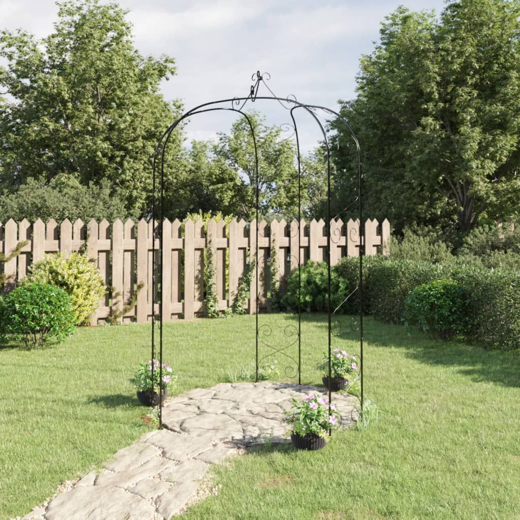 Garden Arch Black Powder-Coated Steel Ø70.9x100.4 in Durable